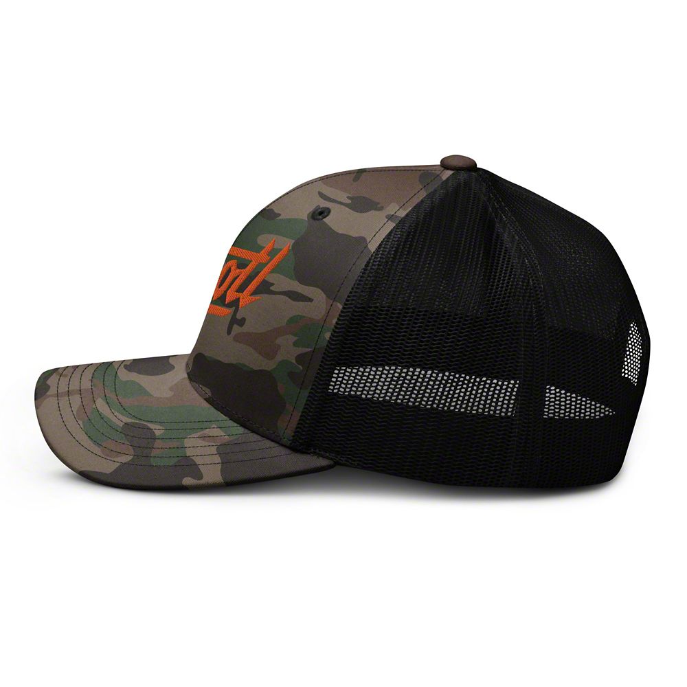 Throtl Razor Trucker Hat; Camo Orange