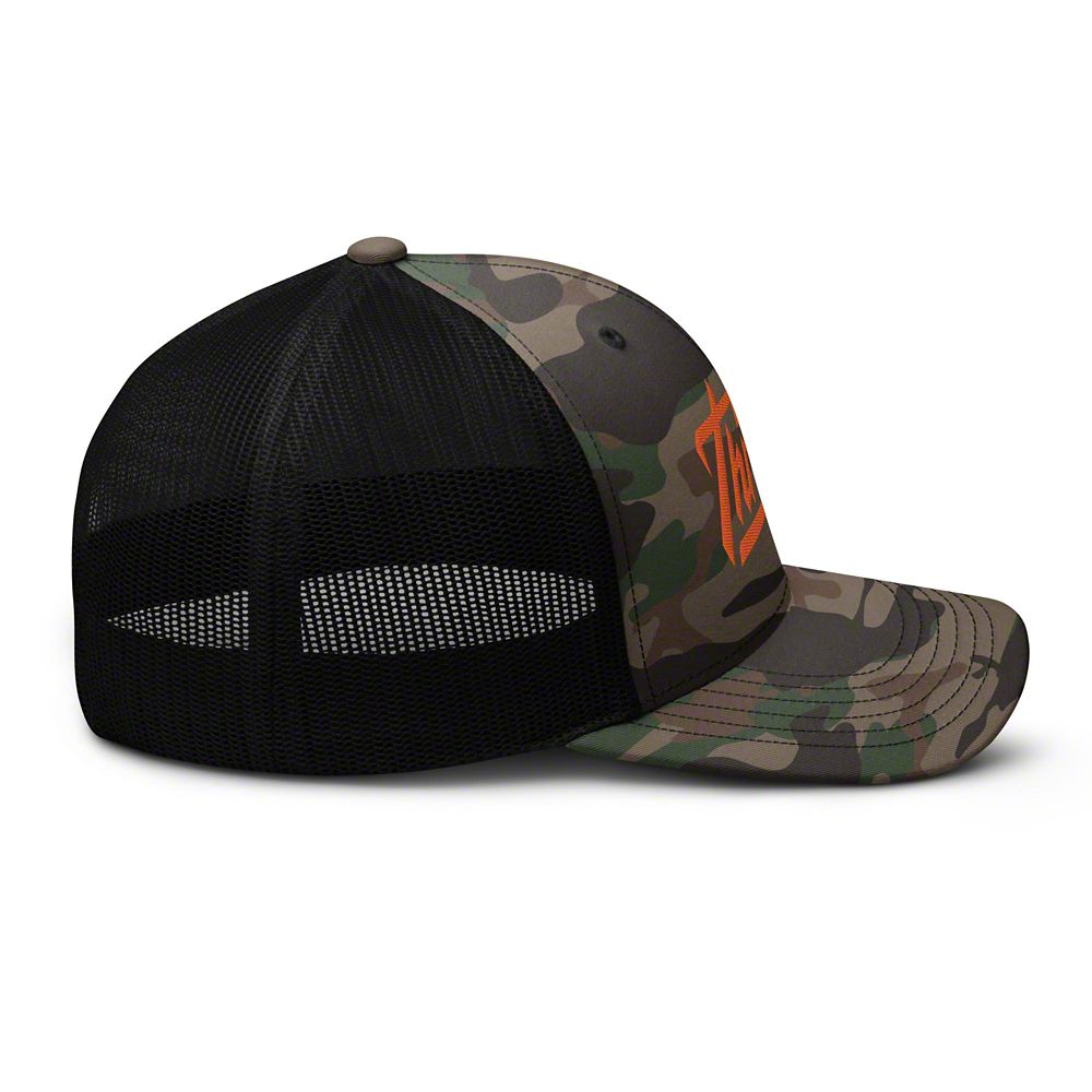 Throtl Razor Trucker Hat; Camo Orange