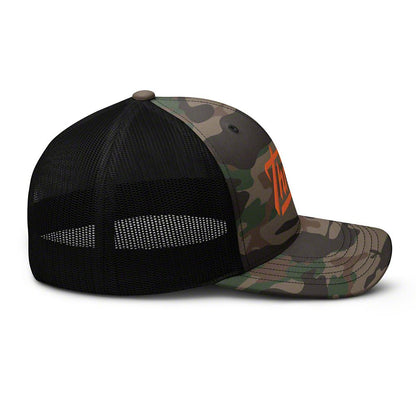 Throtl Razor Trucker Hat; Camo Orange
