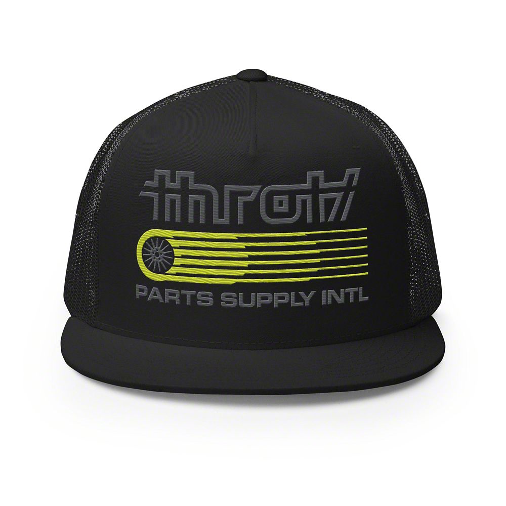 Throtl International Parts Supply Short Trucker Hat; Black
