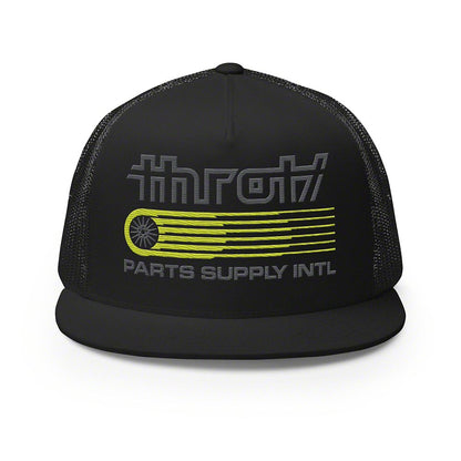 Throtl International Parts Supply Short Trucker Hat; Black