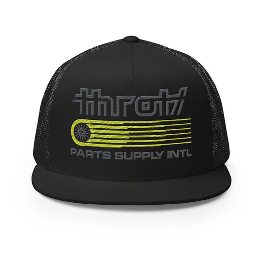 Throtl International Parts Supply Short Trucker Hat; Black