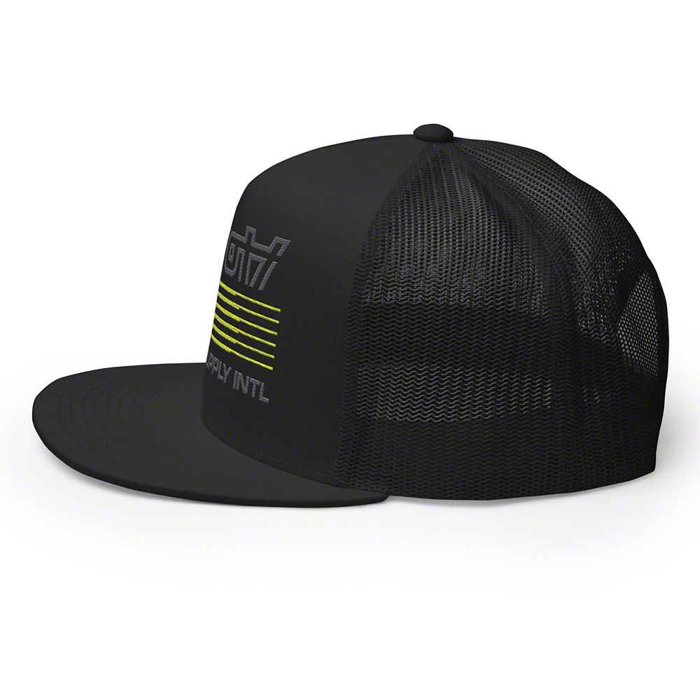 Throtl International Parts Supply Short Trucker Hat; Black