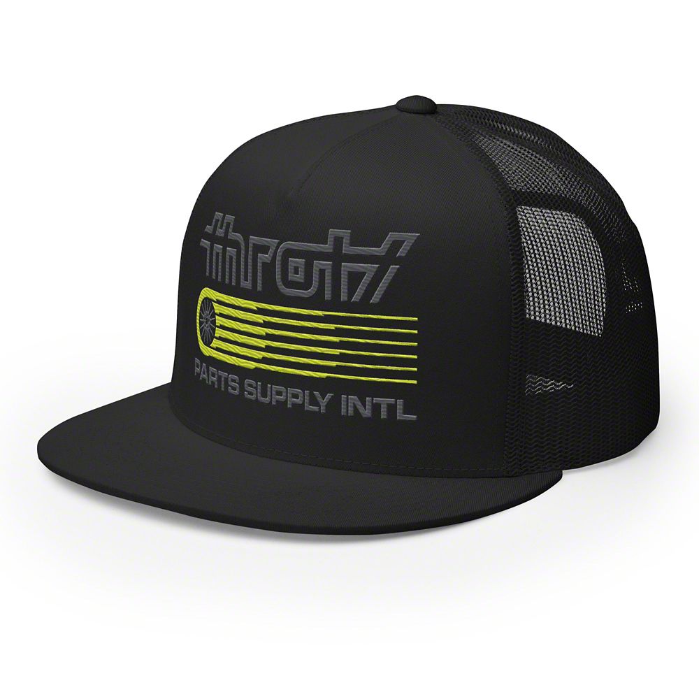 Throtl International Parts Supply Short Trucker Hat; Black