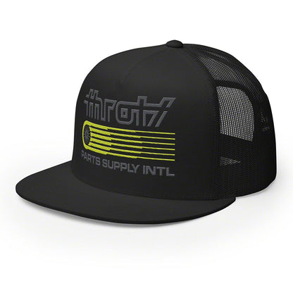 Throtl International Parts Supply Short Trucker Hat; Black