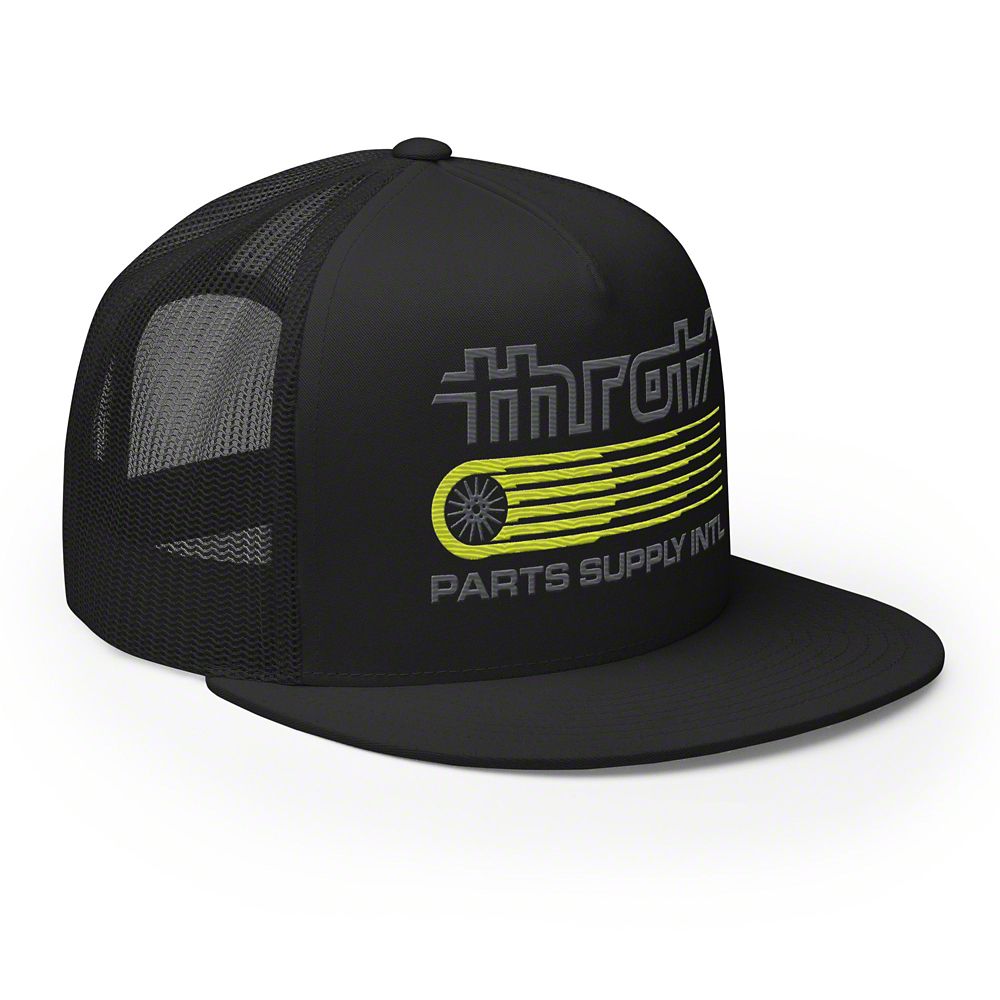 Throtl International Parts Supply Short Trucker Hat; Black