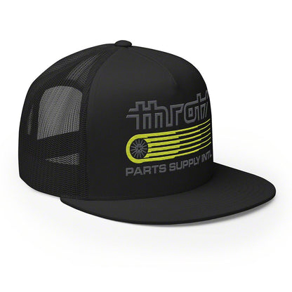 Throtl International Parts Supply Short Trucker Hat; Black