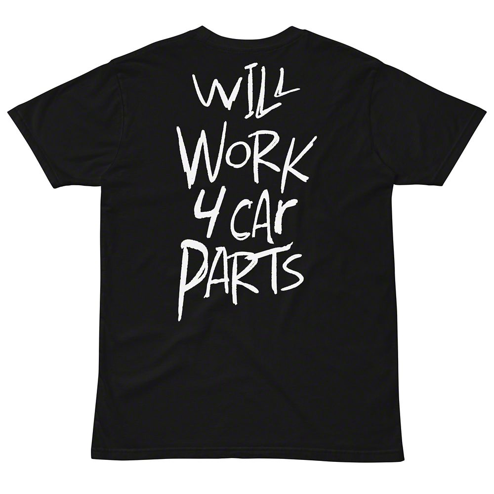 Throtl Will Work 4 Car Parts Short Sleeve T-Shirt; Black