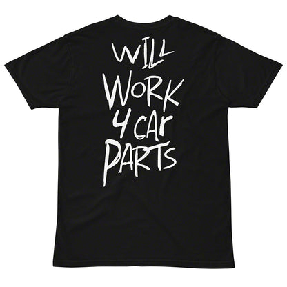 Throtl Will Work 4 Car Parts Short Sleeve T-Shirt; Black