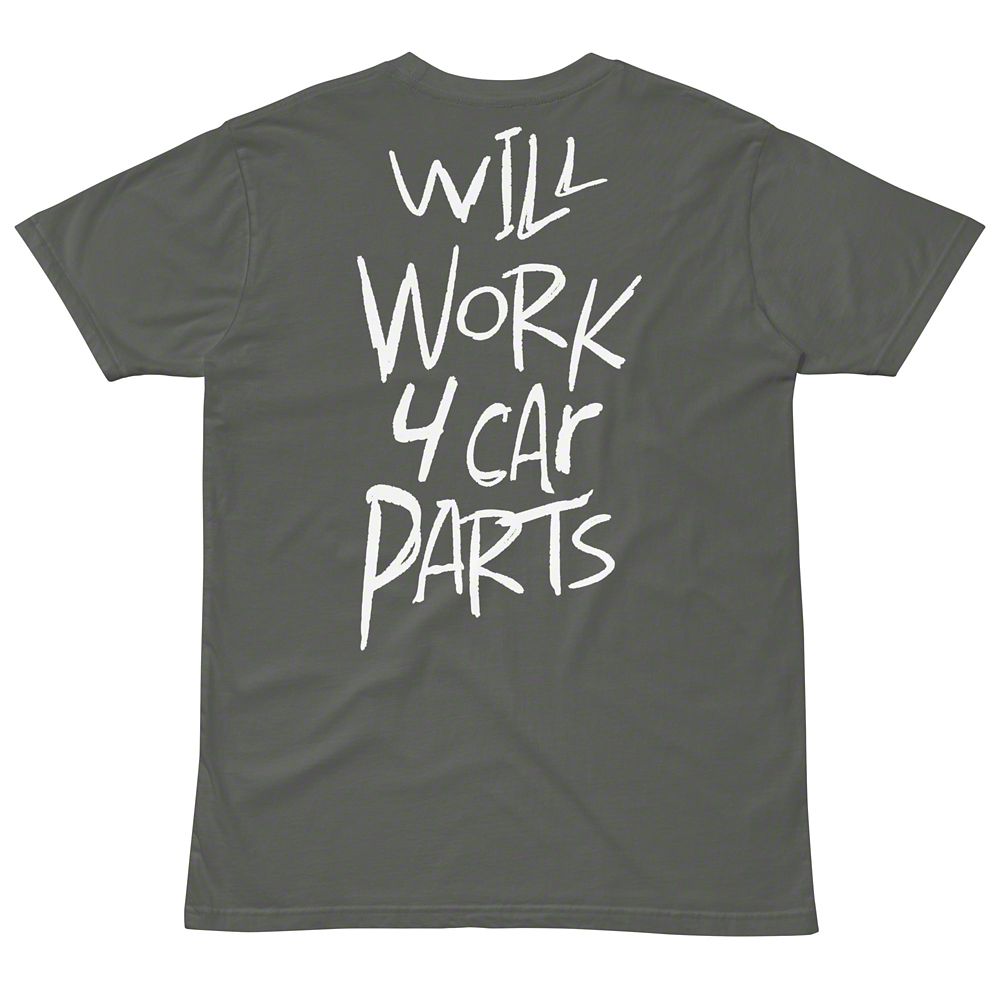 Throtl Will Work 4 Car Parts Short Sleeve T-Shirt; Charcoal