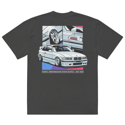 Throtl AW BMW E36 M3 Oversized T-Shirt; Faded Black