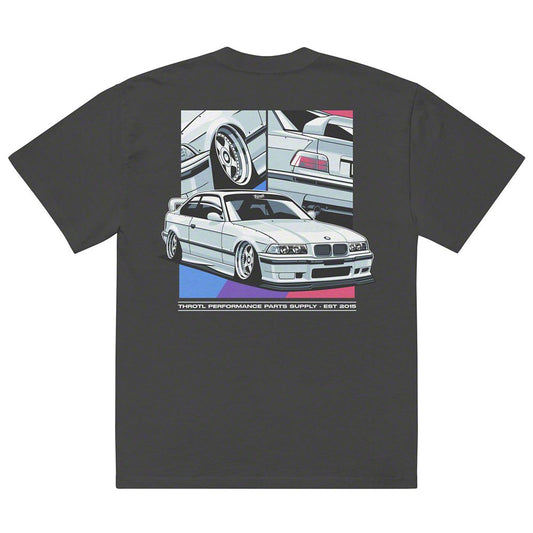 Throtl AW BMW E36 M3 Oversized T-Shirt; Faded Black