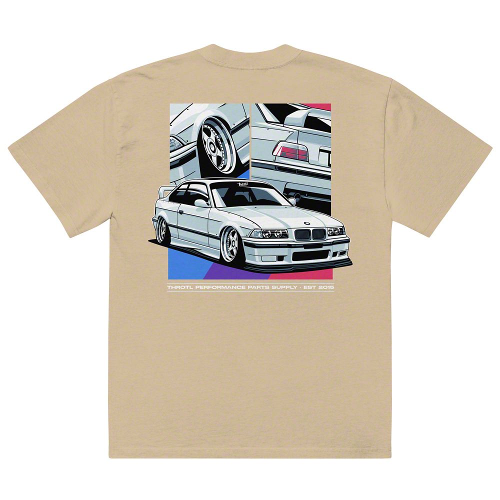 Throtl AW BMW E36 M3 Oversized T-Shirt; Faded Khaki