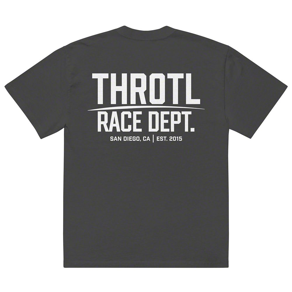 Throtl Race Department White Text Official T-Shirt; Faded Black