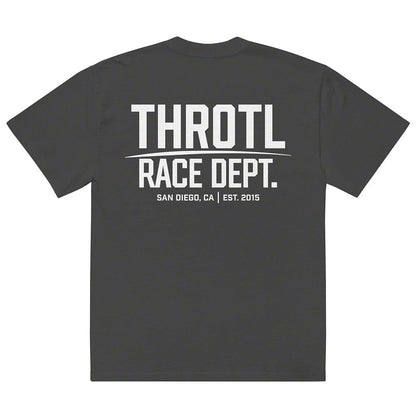 Throtl Race Department White Text Official T-Shirt; Faded Black
