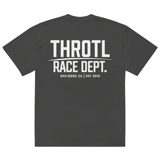 Throtl Race Department White Text Official T-Shirt; Faded Black