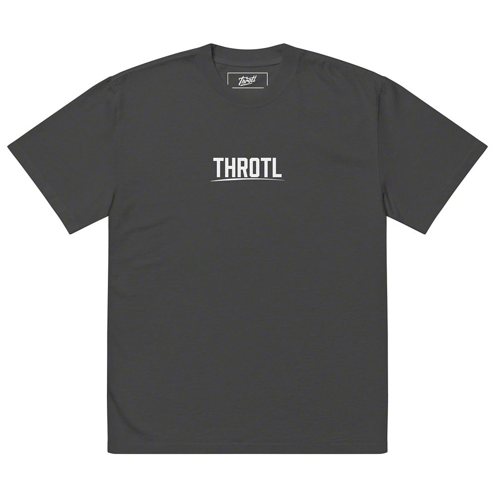 Throtl Race Department White Text Official T-Shirt; Faded Black
