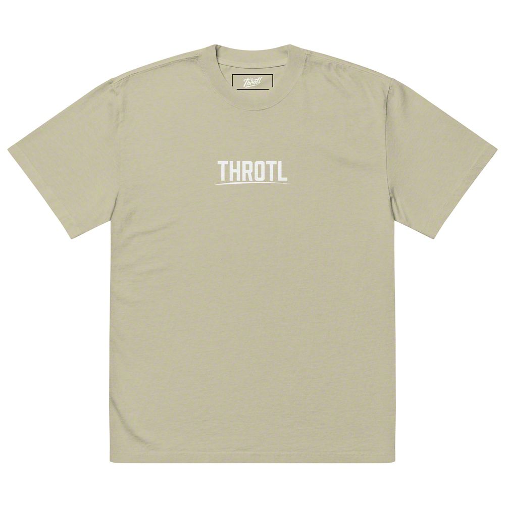 Throtl Race Department White Text Official T-Shirt; Faded Eucalyptus