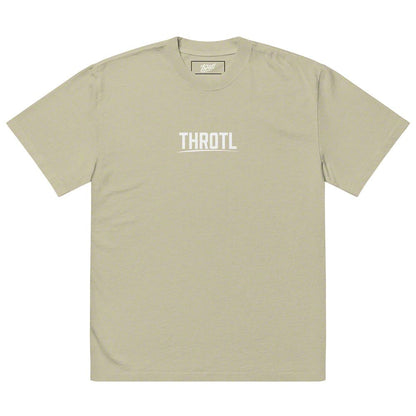 Throtl Race Department White Text Official T-Shirt; Faded Eucalyptus