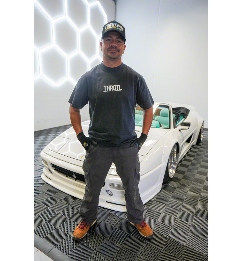 Throtl Race Department White Text Official T-Shirt; Faded Black