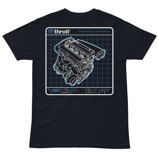 Throtl 4G63T Engine Short Sleeve T-Shirt; Charcoal