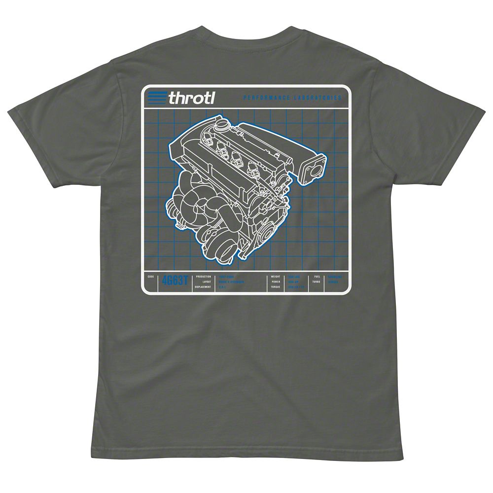 Throtl 4G63T Engine Short Sleeve T-Shirt; Navy