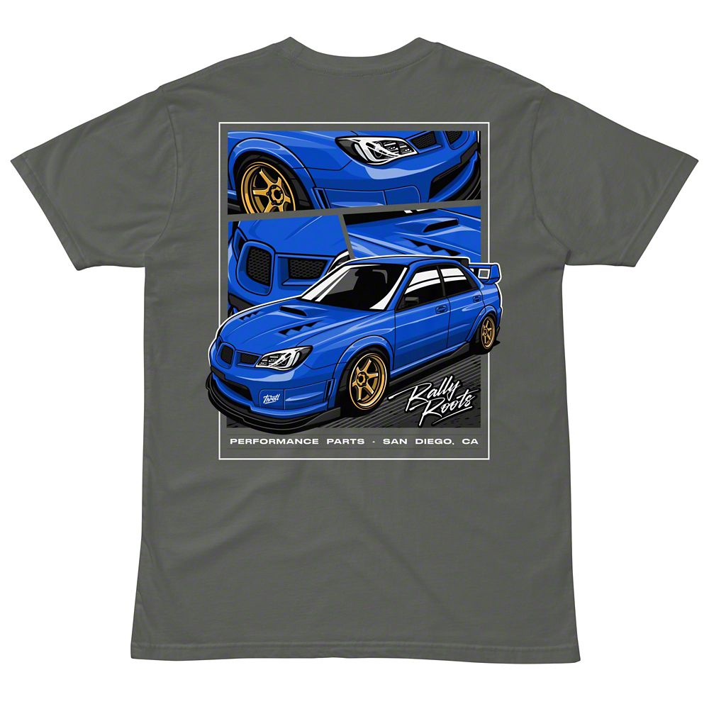 Throtl STI Rally Roots Short Sleeve T-Shirt; Charcoal