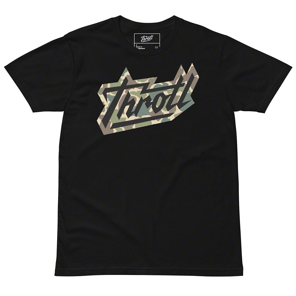 Throtl Camo Razor Script Short Sleeve T-Shirt; Black