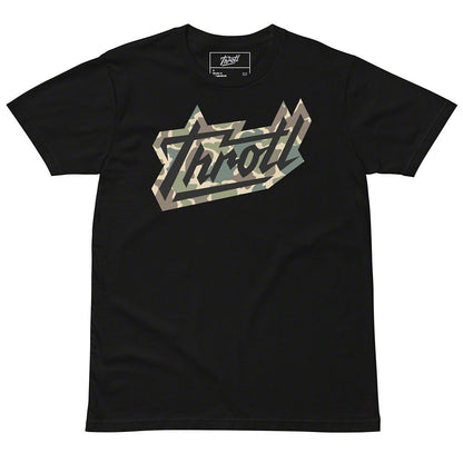 Throtl Camo Razor Script Short Sleeve T-Shirt; Black