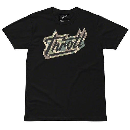 Throtl Camo Razor Script Short Sleeve T-Shirt; Black