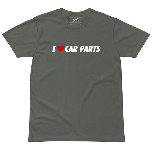 Throtl I Love Car Parts Short Sleeve T-Shirt; Charcoal