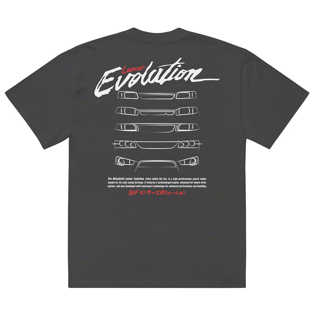 Throtl Lancer EVO Generations Premium Oversized T-Shirt; Faded Black