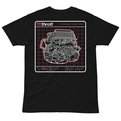 Throtl EJ25 Engine Short Sleeve T-Shirt; Black
