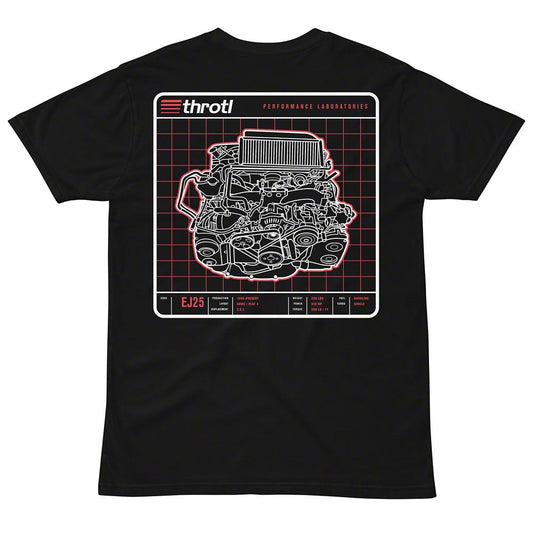 Throtl EJ25 Engine Short Sleeve T-Shirt; Black