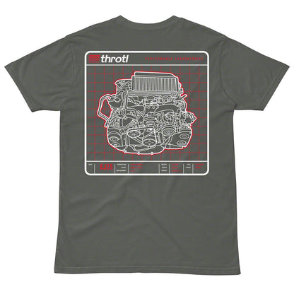 Throtl EJ25 Engine Short Sleeve T-Shirt; Charcoal