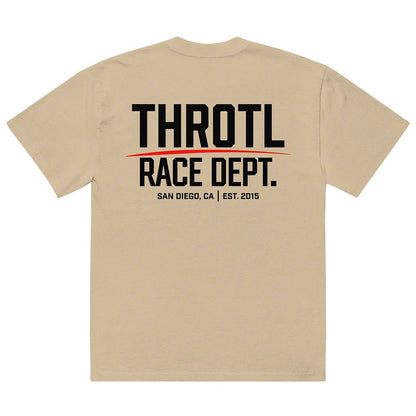 Throtl Race Department Official Black Text Premium T-Shirt; Faded Khaki