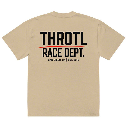 Throtl Race Department Official Black Text Premium T-Shirt; Faded Khaki