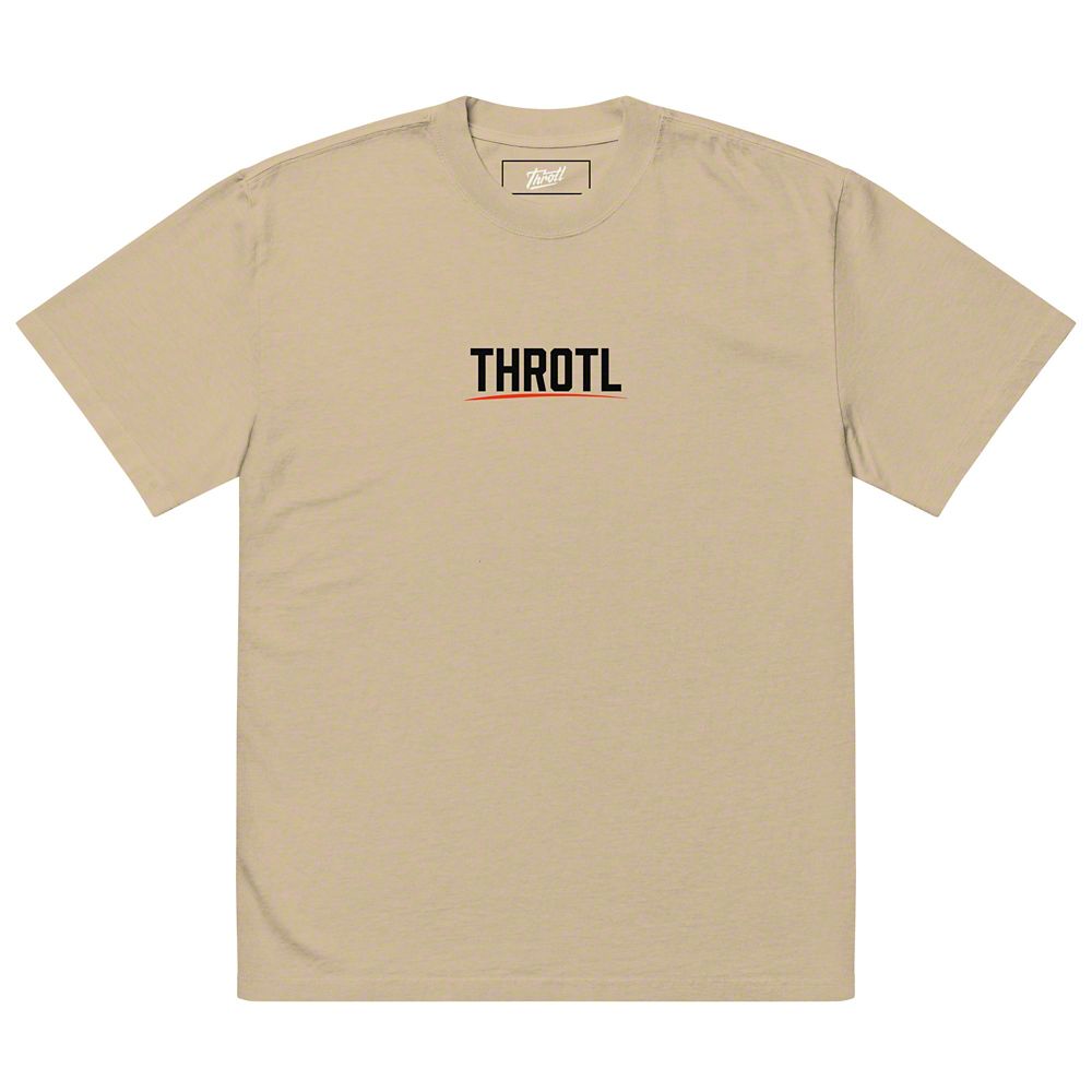 Throtl Race Department Official Black Text Premium T-Shirt; Faded Khaki