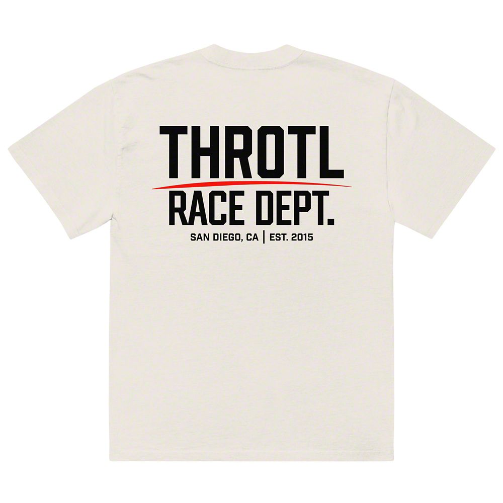 Throtl Race Department Official Black Text Premium T-Shirt; Faded Bone