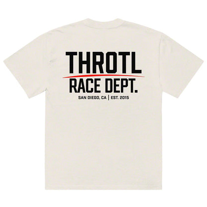 Throtl Race Department Official Black Text Premium T-Shirt; Faded Bone
