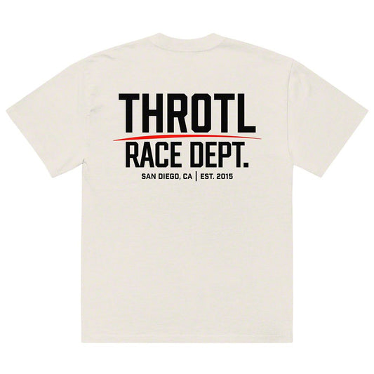 Throtl Race Department Official Black Text Premium T-Shirt; Faded Bone