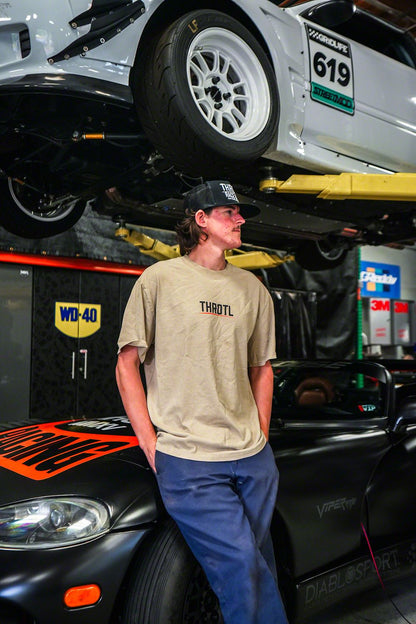 Throtl Race Department Official Black Text Premium T-Shirt; Faded Bone