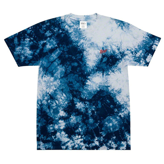 Throtl Razor Premium Oversized Tie-Dye T-Shirt; Navy/White