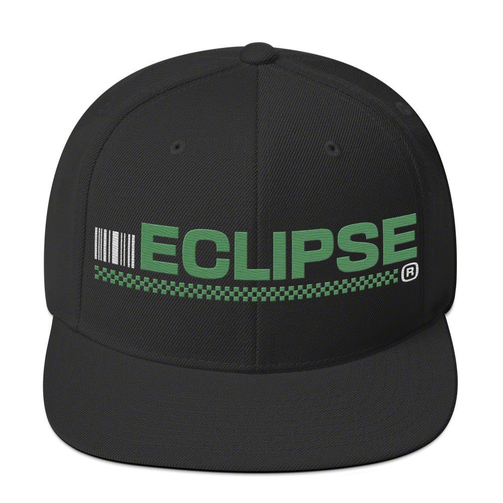 Throtl Checkered Eclipse Snapback Hat; Black