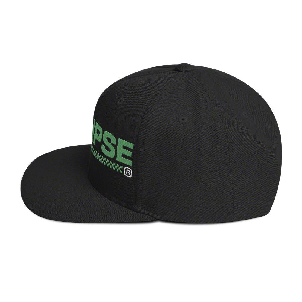 Throtl Checkered Eclipse Snapback Hat; Black