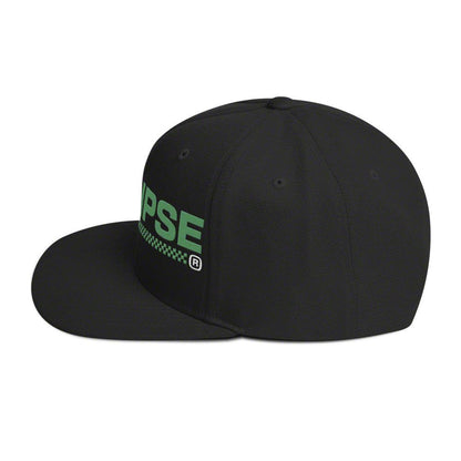 Throtl Checkered Eclipse Snapback Hat; Black