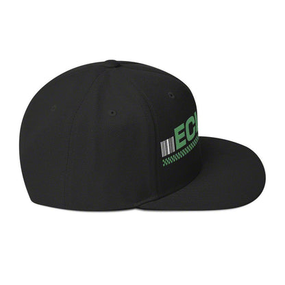 Throtl Checkered Eclipse Snapback Hat; Black