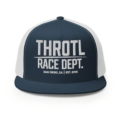 Throtl Race Department Official Trucker Hat; Navy/White