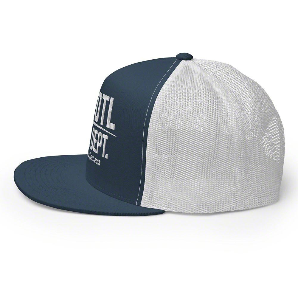 Throtl Race Department Official Trucker Hat; Navy/White