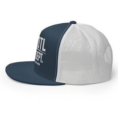 Throtl Race Department Official Trucker Hat; Navy/White